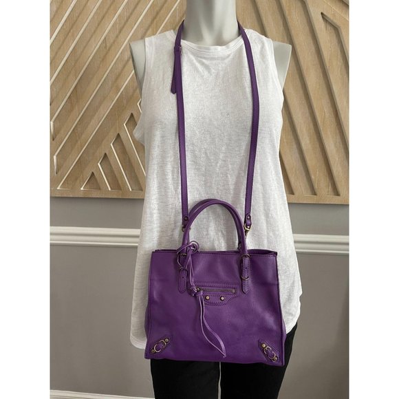 BALENCIAGA Mini Papier A4 Purple Leather Crossbody - Picture 8 of 11